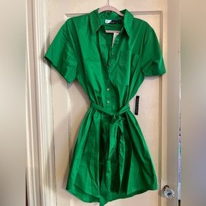 New York&company green belted shirt dress